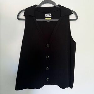 Future Collective Jenne Naylor Polo Sweater Black Sleeveless Top - L